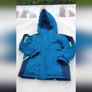 Blue and Green Hooded Snow Jacket Size 5-6 Yrs Old